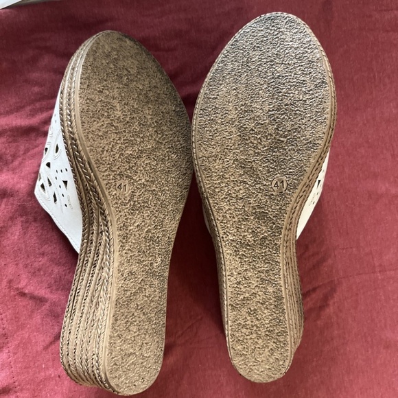 Alexis Leroy Women's White Open Toe Sandals Wedge EU 41 US SIZE 10 - Picture 6 of 8